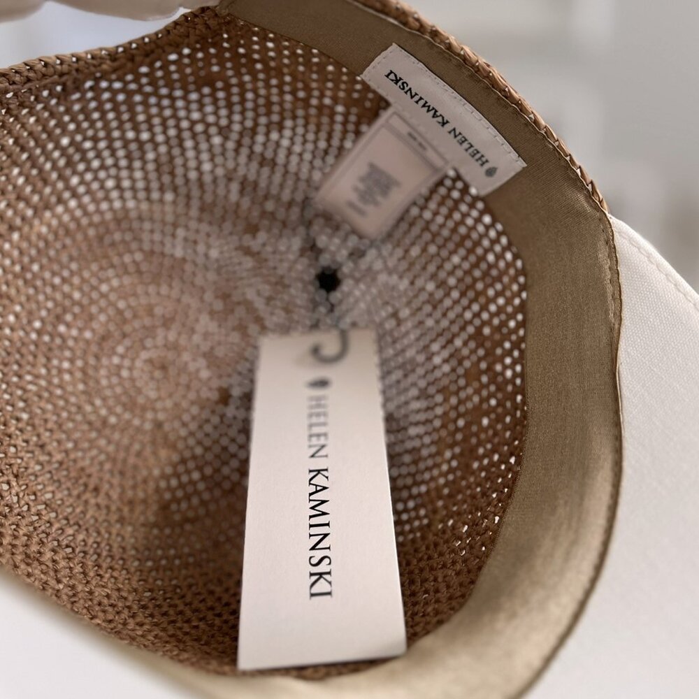 NWT - Helen Kaminski Vivette Raffia Cap - Nougat w/ Off white🤍🧢 - Picture 4 of 9